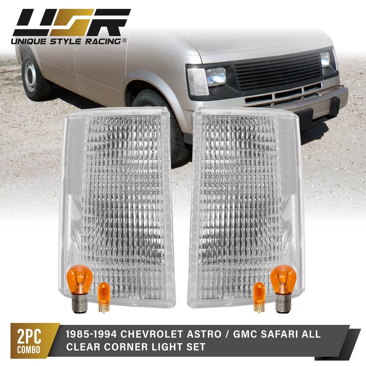 ★ 超美品 シボレー アストロ 1985ー1994年 ヘッドライト ベゼル 85-94 Chevy Astro Van GMC Safari Euro Clear Corner Signal Lights