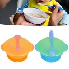 Baby Suction Bowl with Lid and Spoon Set Food Grade PP Machine Washable Baby F