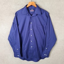 Chaps Shirt Men Large Blue Regular Fit Button Down Cotton Blend Wrinkle Free NEW