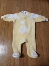 Vintage Snail Baby Sleeper Zipper Soft Yellow And White Unisex