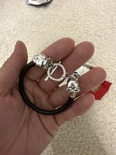 Alexander McQueen black leather skull bracelet