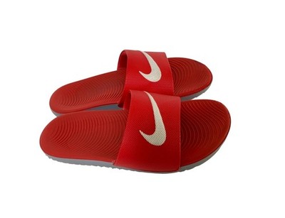 Nike Kawa Youth Size 4Y red white Sandals Slide SLip On Shoes Comfort 8193532-60