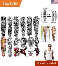 Extra Large Waterproof Temporary Tattoos - 16 Sheets Full  Half Arm Designs