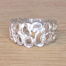 VTG Solid Sterling Silver 925 Abstract Circle Design Tapered Band Ring Size 6