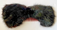 VINTAGE 1950's DARK BROWN MINK BOW HAIR COMB