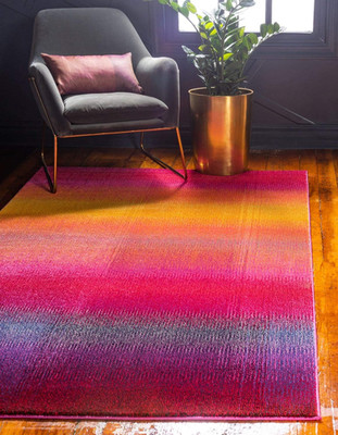 Vibrant Estrella Sunset Area Rug - 8' x 11' Rectangular Pink/Gold Design