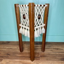 Macrame  Wood Plant Stand Vintage 70s Boho Bohemian