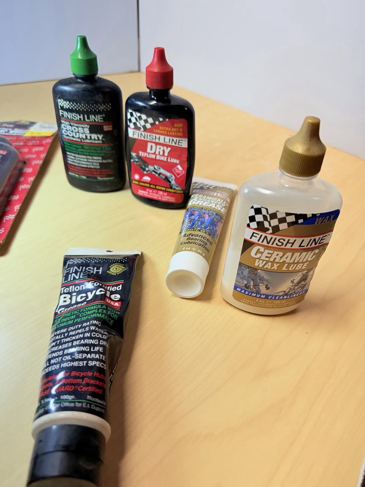 Lot of Finish Line Bike Chain Lube used and NOS Eco Tech, grip shift, Teflon