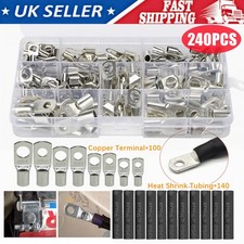 240PCS Copper Battery Cable Lugs Crimp Ring Terminal for Welding Car Electrical