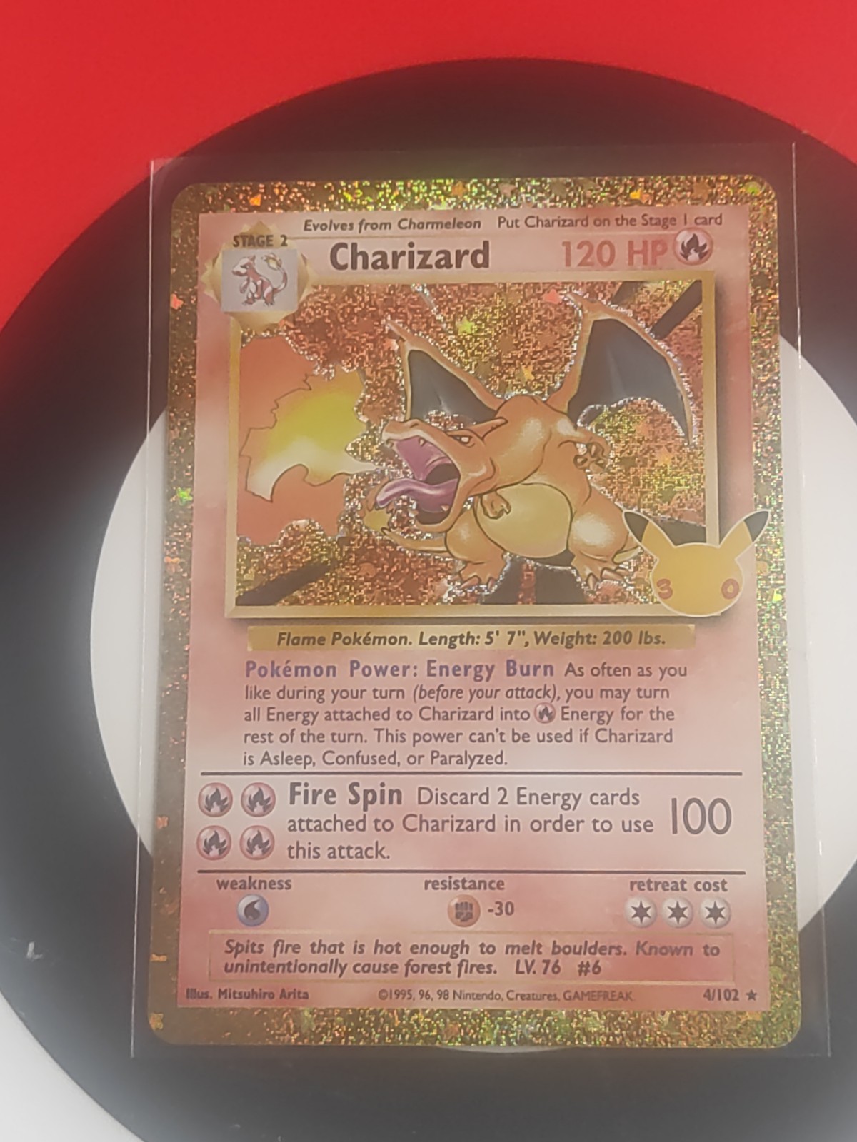 Pokemon TCG Charizard Celebration 40th Holo Base Set 4/102
