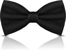Men's Bow Ties Solid Color Pre-Tied Tie Satin Formal Tuxedo Bowtie Black