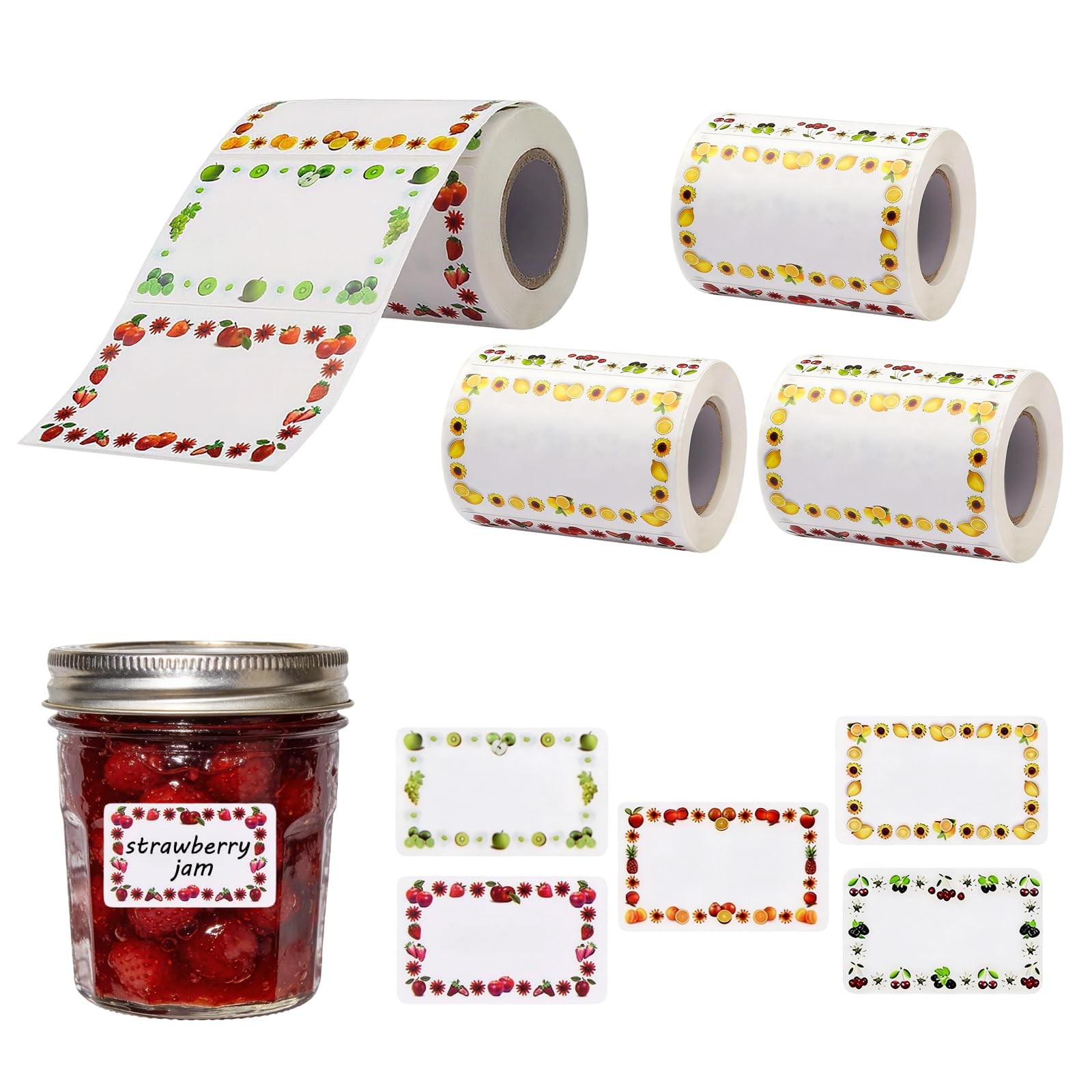 Étiquettes Confiture Autocollantes et stickers fruits pour bocaux de 500g
