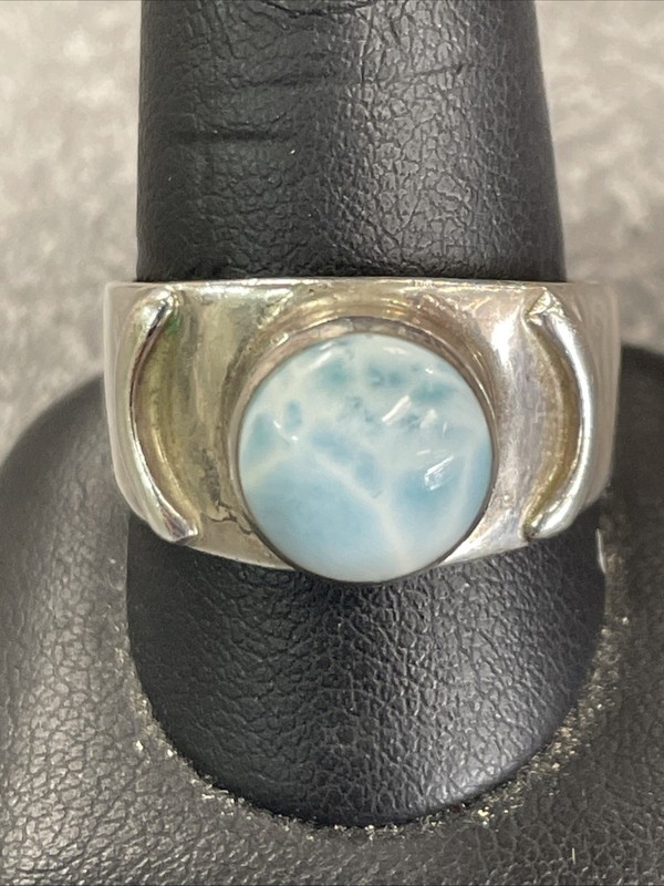 Larimar Ring Big Southwest Sterling Silver Women Men Size 12 - 8.8 Grams
