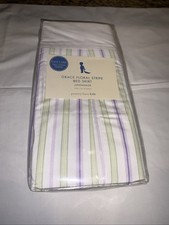POTTERY BARN KIDS GRACE Stripe Bed Skirt Crib Green White Purple NEW Cotton