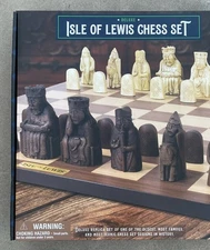 New Ambassador Isle Of Lewis Deluxe Replica Historic Chess Set NIB 20” x 20”