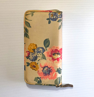 Cath Kidston Floral Zip-Around Wallet w/ Zipper Accent, Credit Card, Beige