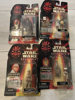 Hasbro Star Wars Episode I CommTech 1999 Figure Lot Anakin Mace Watto Gasgano