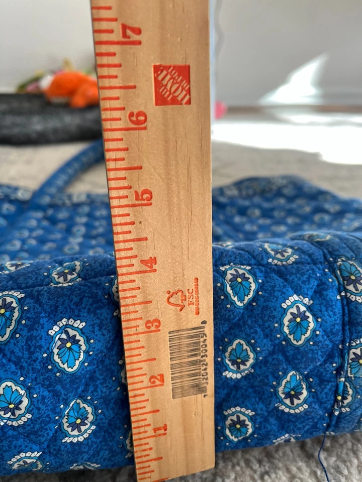 Americana by Sharif 蓝色织物托特包佩斯利花卉绗缝机洗 — 第 3/4 张图片