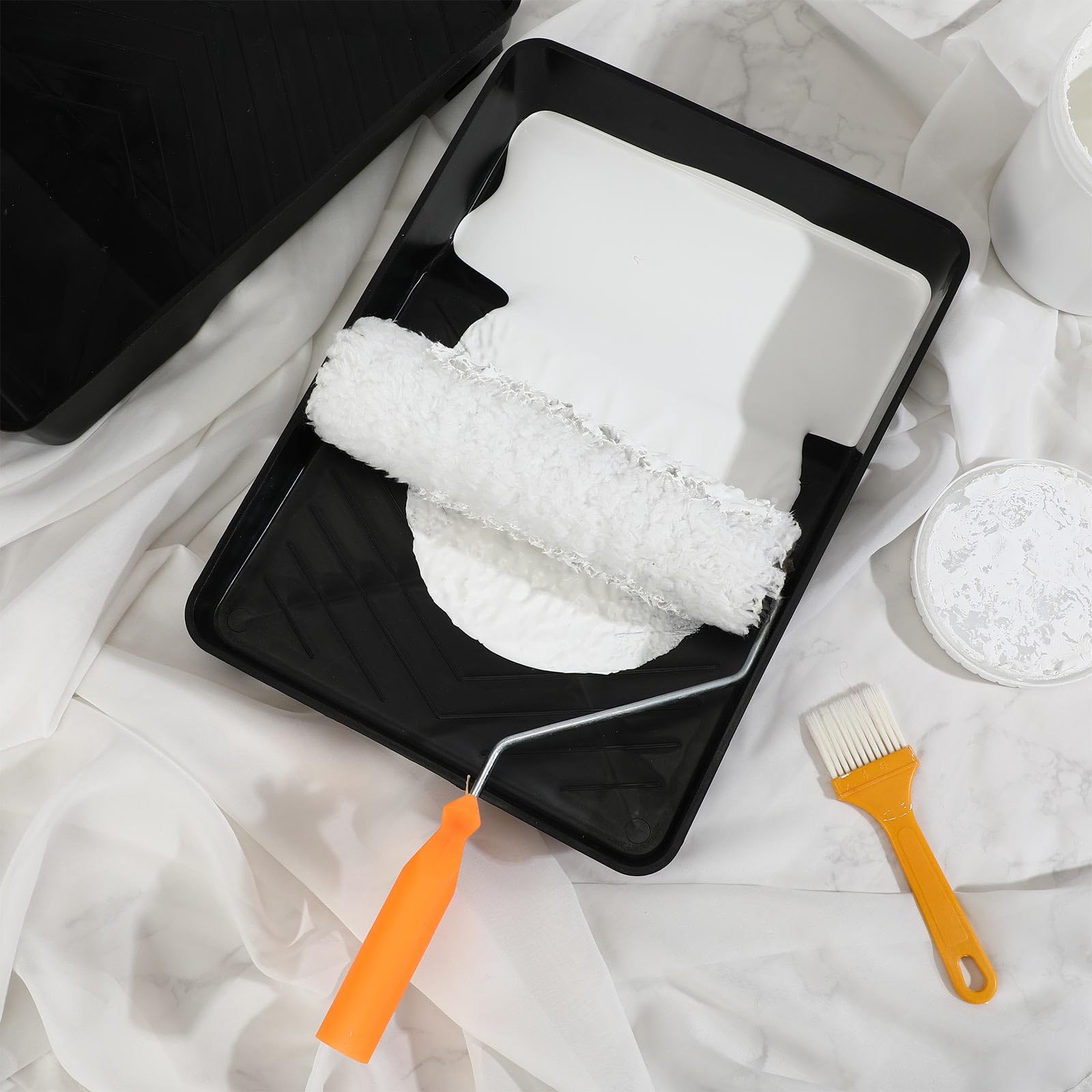 8 Pcs Paint Tray 9 Inch Reusable Plastic Roller Pan for 9 Inch Roller Brushes...