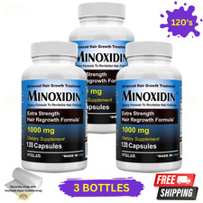 3 X Minoxidin 1000mg Hair Growth Vitamins 120 Caps Advanced Support