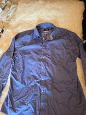 Chaps Shirt Mens Large 16 Blue Striped Button Up Wrinkle Free Long Sleeves NWT