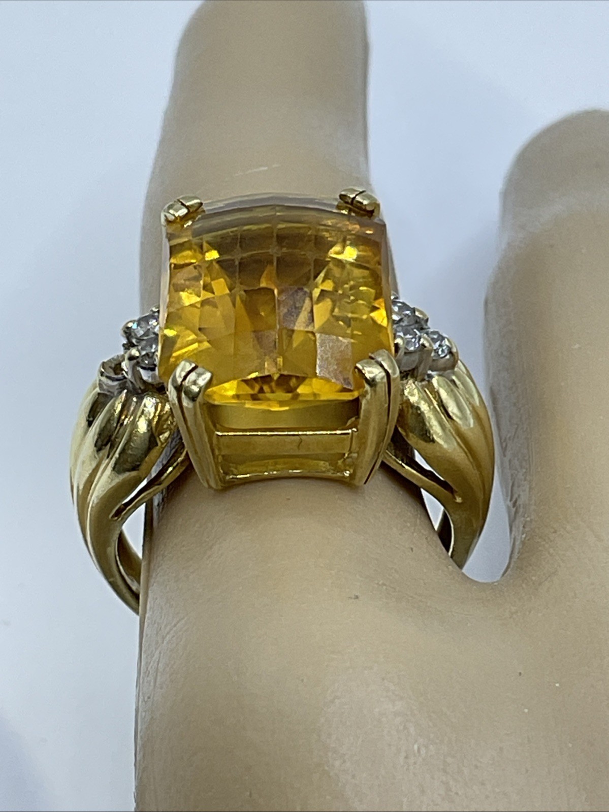 COCKTAIL Ring Solid 12K Yellow Gold Checkerboard … - image 7