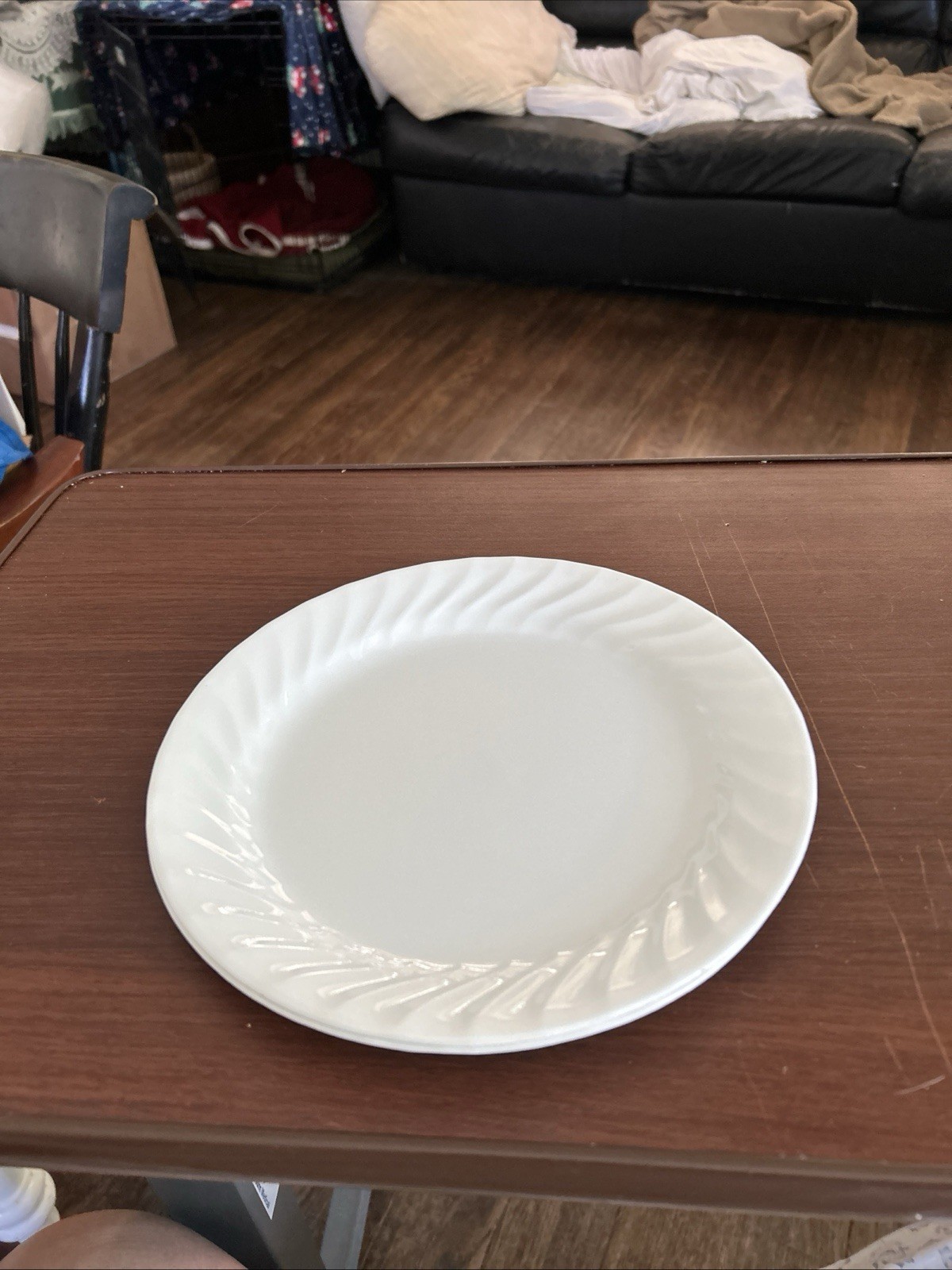 Vintage Corning Ware Corelle Set Of Two Luncheon Plates9”, Winter White Swirl