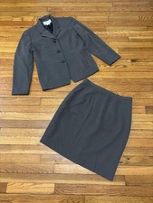 Jones New York Womens Skirt Suit Size 12 Green Pindot Blazer Jacket Career