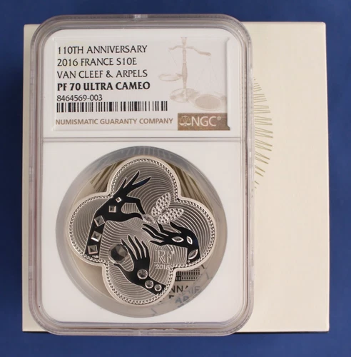 2016 France Silver Proof 10 Euro coin "Van Cleef & Arpels" NGC PF70 with Case