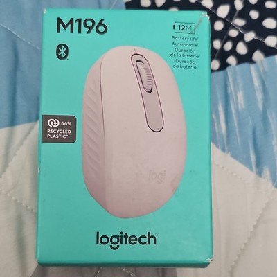 Logitech M196 Bluetooth Mouse 12M Battery 66% Recycled White Scroll Wheel