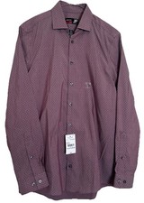 J. Ferrar Slim Fit Stretch Men's Dress Shirt Burgundy 14-14.5 32/33 Small NWT