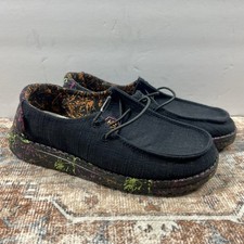 Hey Dude Shoes 2Y L3 Black Wendy Youth Glo Neon Paint Splatter Graffiti Slip On