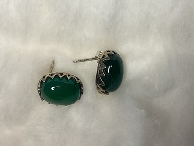 Grüne unbekannte Steine Sterling Silber Ohrstecker. Nachlassfund! 