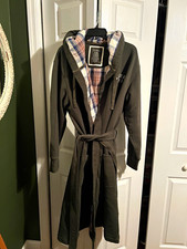 L.L.Bean Men's Hooded Rugby Plaid Robe Belted w/ Pockets Green M Regular