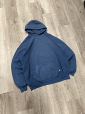 Vintage 90s Faded Blue Russell Athletic Hoodie Size XXL Made In USA Blank Boxy