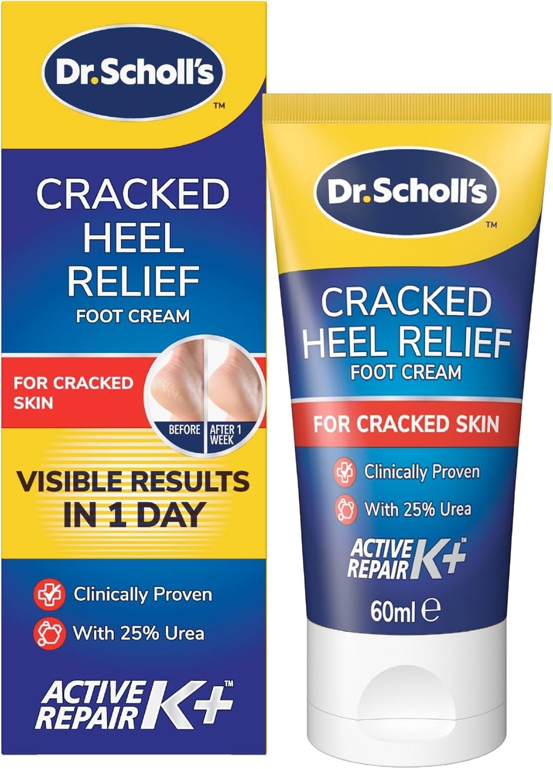 Scholl Cracked Heel Balm Repair K+ Active 60ml for Cracked Heels and Dry Skin
