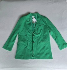 H&M Green Solid Lined Button Blazer w/ Pocket...
