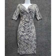 Lauren Ralph Lauren Faux Wrap Ruched Geometric Jersey Sheath Dress Women Size 4