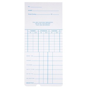 1000x Weekly Time Clock Cards Timecard for Employee Attendance Payroll Recorder