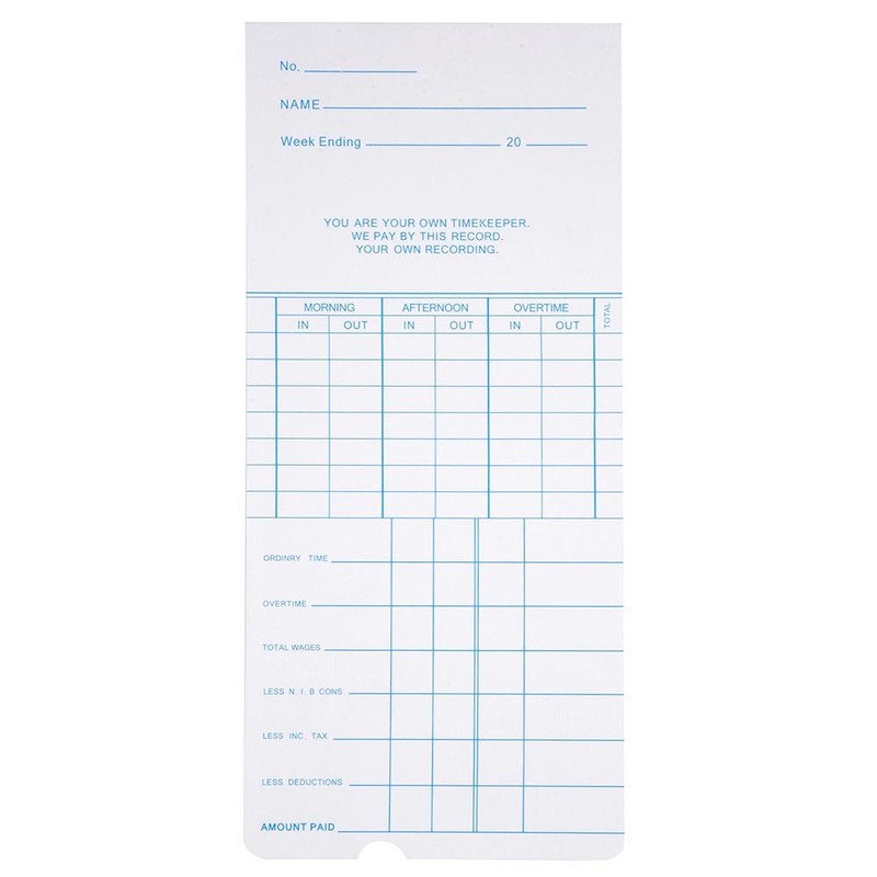 1000x Weekly Time Clock Cards Timecard for Employee Attendance Payroll Recorder