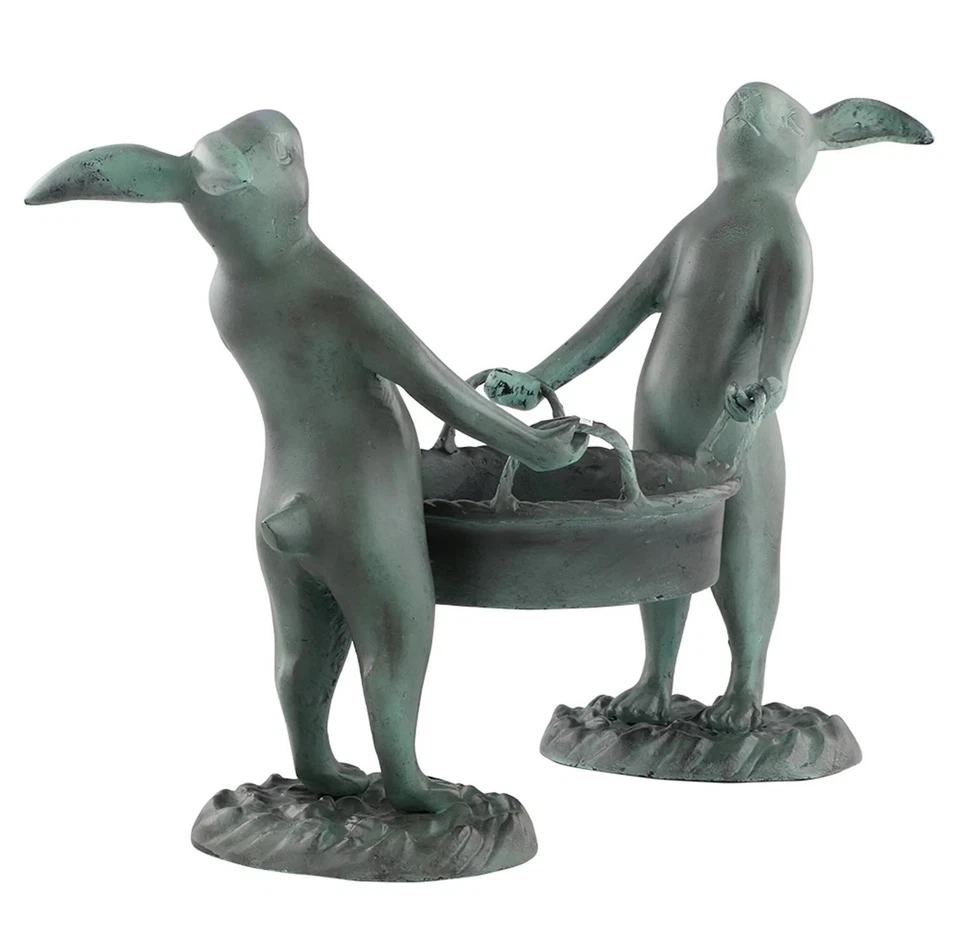 Soporte para maceta SPI Home de aluminio fundido conejito jardineros 15,5 pulgadas de alto Foto 4 de 4