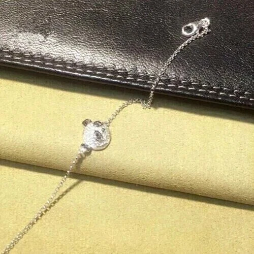 Brazalete de cadena de diamantes negros simulados de corte redondo de 1 quilate de plata de ley 925 blanca Foto 3 de 4