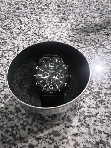Casio Edifice Black Chronograph Watch Leather