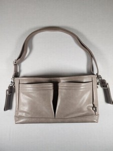 OiOi Pram Caddy Oatmeal Vegan Leather Stroller Bag W/ Attachable Shoulder Strap