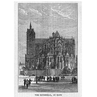 LE MANS Frankreich Die Kathedrale - Antikdruck 1871