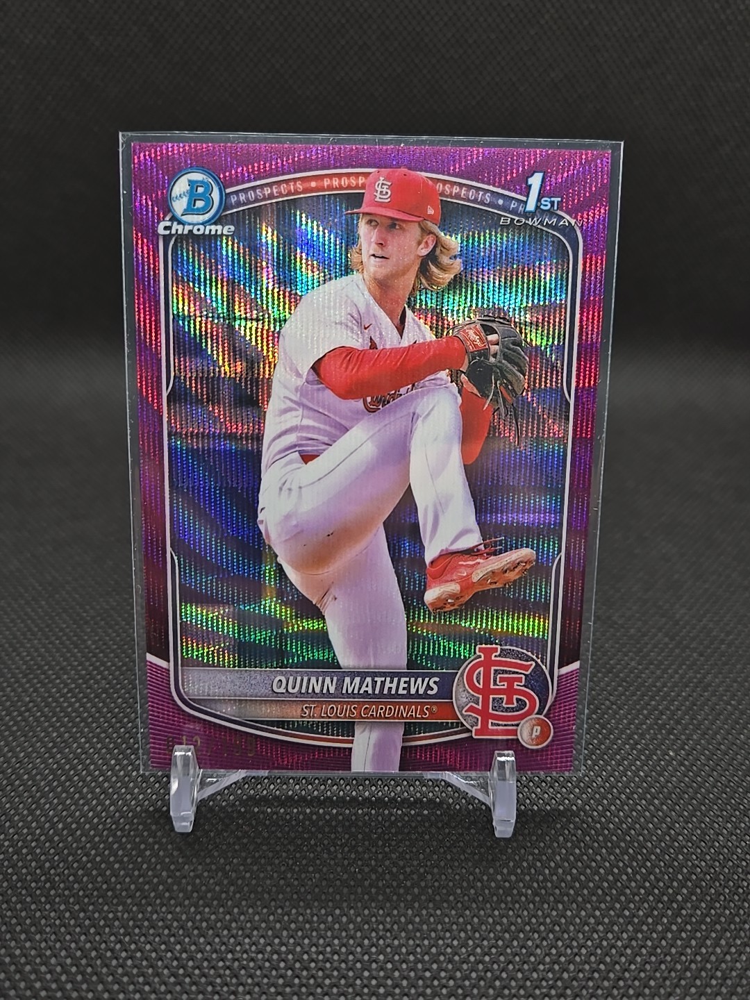 2025 Bowman #BCP-25 Quinn Mathews Chrome Prospects Fuchsia Wave Refractor #/199