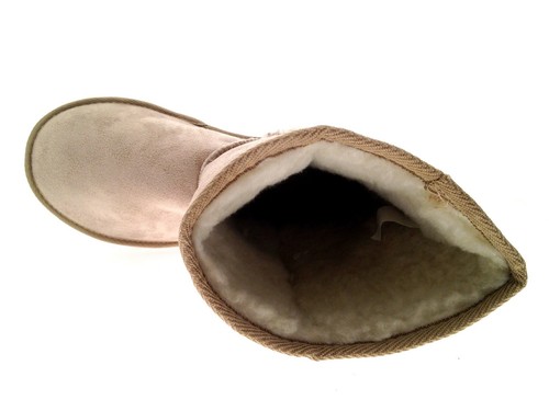 Damen Mädchen Ella Fell Lammfell kurze Midi Schneestiefel Knopf Schnalle Damengröße - Bild 13 von 25