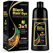 Black Hair Dye Shampoo 3 in 1 Gray Coverage Herbal 16.9 oz