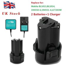 10.8V Li-ion Battery/Charger For Makita BL1013 BL1014 194550-6 LCT203W 3500mAh