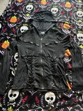 Royal Bones Black Full Zip Lace-up Hooded Hoodie Womens L Tripp Nyc Dead Stock Royal Bones Black Full Zip Lace-up Hooded Hoodie Womens L Tripp Nyc Dead Stock